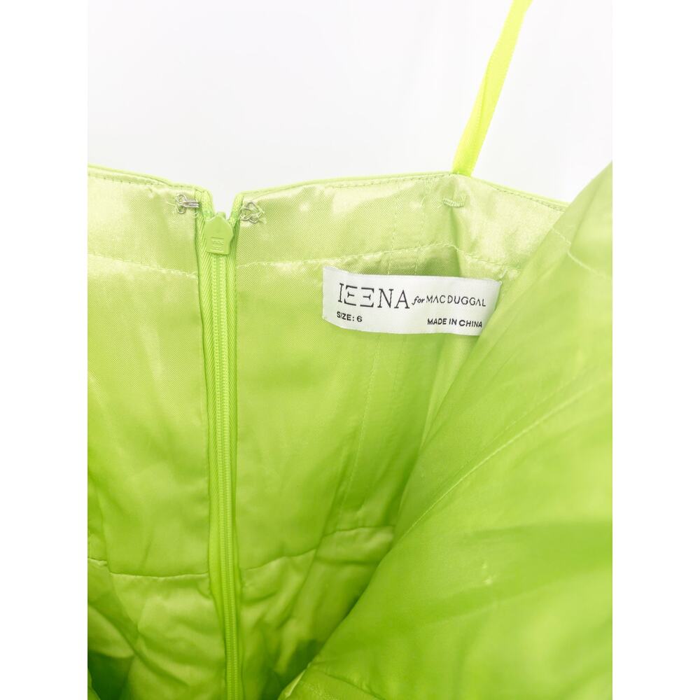 MAC DUGGAL Dress Size 6 Evening Gown NEW Lime Green Strapless Ruched Faux Wrap - Picture 4 of 9